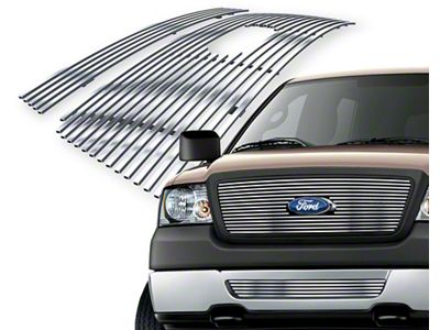 Stainless Steel Billet Upper and Lower Grille Insert; Chrome (06-08 F-150, Excluding FX2, FX4 & King Ranch)