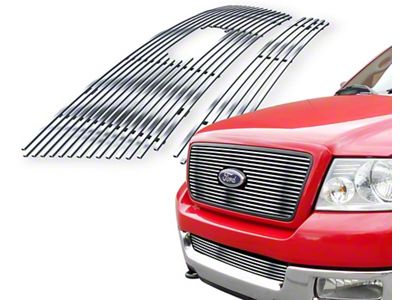 Stainless Steel Billet Upper and Lower Grille Insert; Chrome (04-05 F-150)