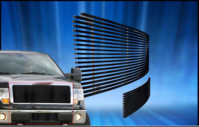 Stainless Steel Billet Upper and Lower Grilles; Black (09-14 F-150, Excluding Harley Davidson & Raptor)