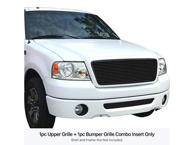 Stainless Steel Billet Upper and Lower Grilles; Black (06-08 F-150, Excluding FX2)