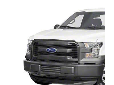 Stainless Steel Billet Upper Overlay Grilles; Black (15-17 F-150 XL)