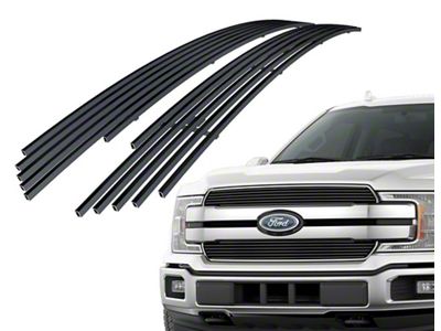 Stainless Steel Billet Upper Overlay Grilles; Black (18-20 F-150 Lariat, XL, XLT)