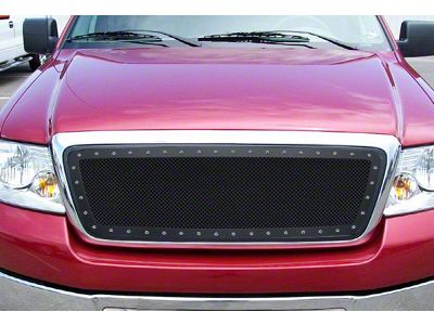 Stainless Steel Rivet Upper Grille Insert; Black (04-08 F-150, Excluding FX2)