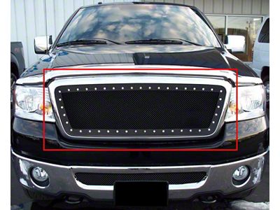 Stainless Steel Rivet Upper Grille Insert; Black (04-08 F-150)