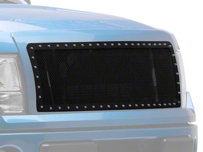 Stainless Steel Rivet Upper Grille Insert; Black (09-14 F-150, Excluding Raptor)
