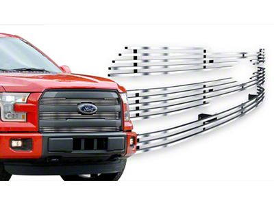 Stainless Steel Rivet Upper Grille Overlay; Chrome (15-17 F-150 Lariat, King Ranch)