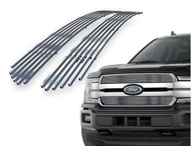 Stainless Steel Rivet Upper Grille Overlay; Chrome (18-20 F-150 King Ranch)