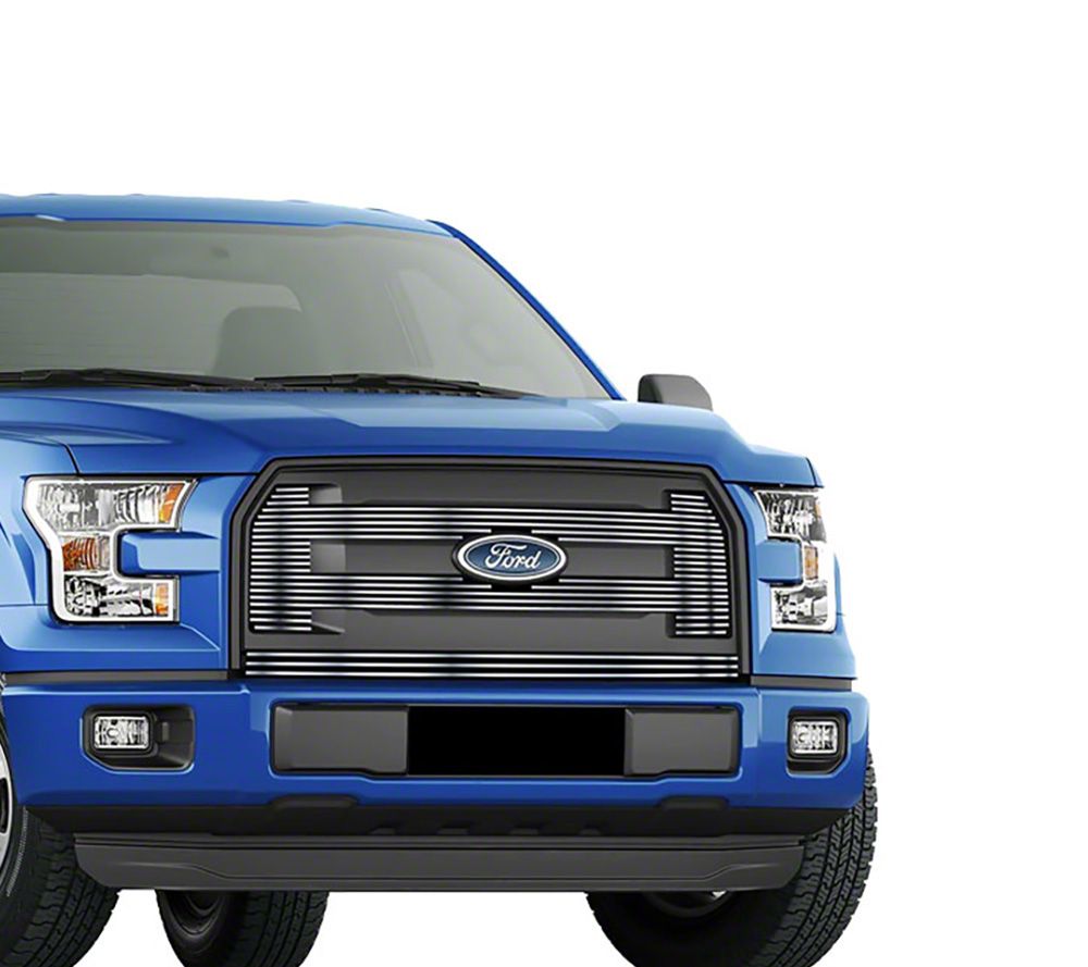 Stainless Steel Rivet Upper Grille Overlay; Silver Hairline (15-17 F-150 XL)