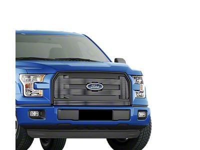 Stainless Steel Rivet Upper Grille Overlay; Silver Hairline (15-17 F-150 XL)