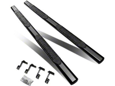 4-Inch Oval Side Step Bars; Black (15-25 F-150 SuperCab)