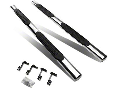 4-Inch Oval Side Step Bars; Stainless Steel (15-20 F-150 SuperCab)