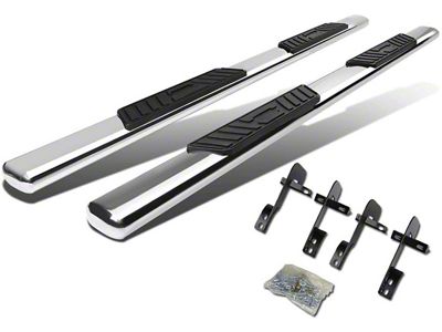 5-Inch Oval Side Step Bars; Stainless Steel (01-03 F-150 SuperCrew)