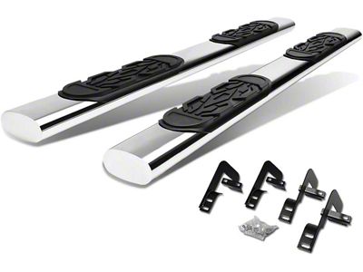 Step Nerf Bar; 6-Inch Oval; Straight; Silver (01-03 F-150 SuperCrew)