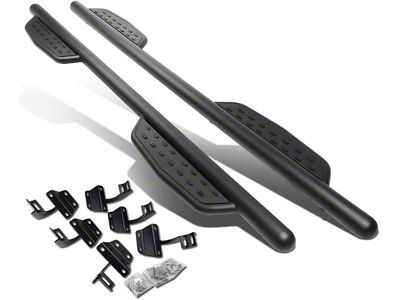 3-Inch Round Extended Side Step Bars; Matte Black (15-20 F-150 SuperCrew)