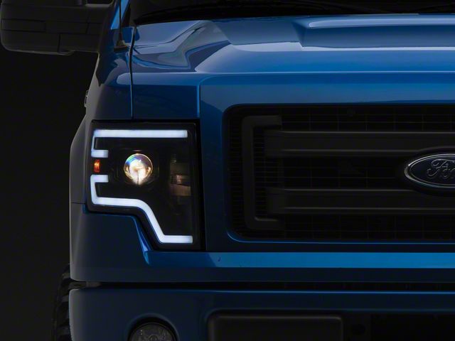 Switchback Sequential LED Turn Signal Projector Headlights; Matte Black Housing; Smoked Lens (09-14 F-150 w/ Factory Halogen Headlights)