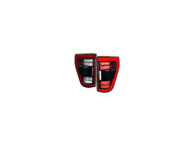 Switchback Sequential Red LED Turn Signal Tail Lights; Matte Black Housing; Clear Lens (21-23 F-150)