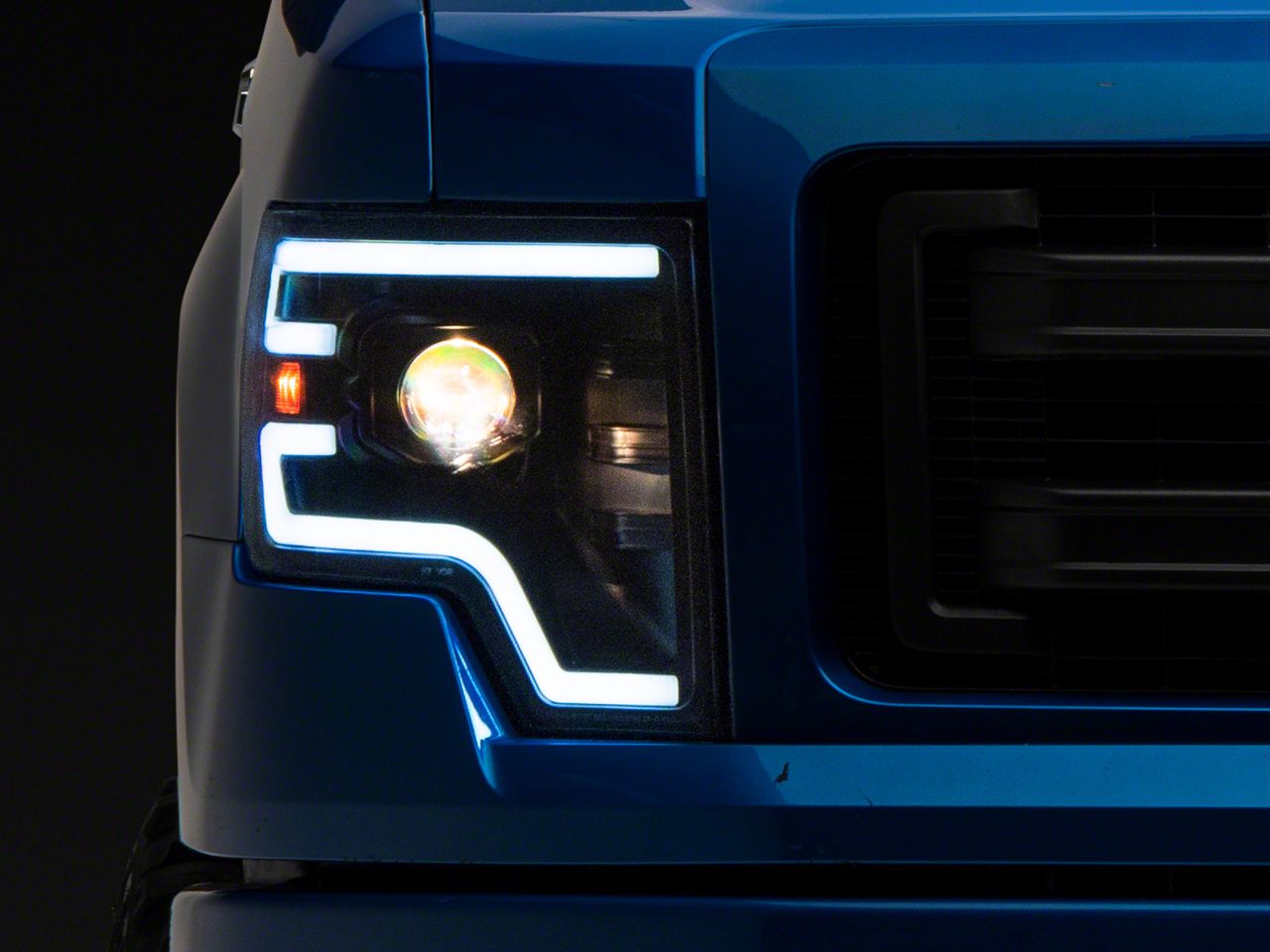 Switchback Sequential Turn Signal Projector Headlights; Matte Black Housing; Clear Lens (09-14 F-150 w/ Factory Halogen Headlights)