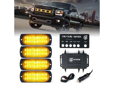 Tactical 24 Series Grille and Surface Mount Light; Set of 4; Amber (Universal; Some Adaptation May Be Required)