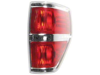 Tail Light; Chrome Housing; Red/Clear Lens; Passenger Side (09-14 F-150 Styleside)