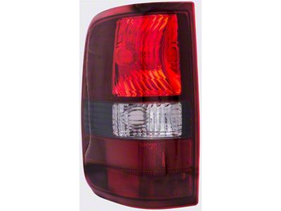 Tail Light; Chrome Housing; Red Lens; Driver Side (04-08 F-150 Styleside)