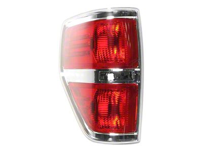 Tail Light; Chrome Housing; Red Lens; Driver Side (09-14 F-150 Styleside)