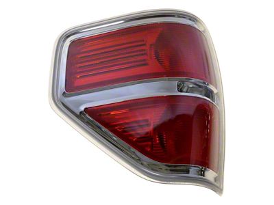 Tail Light; Chrome Housing; Red Lens; Driver Side (09-14 F-150 Styleside)