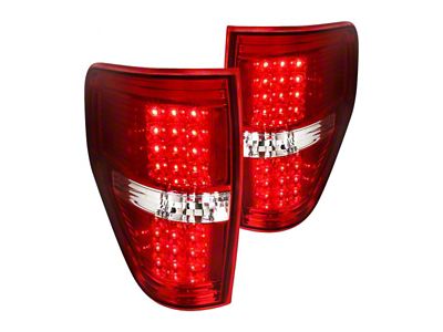 LED Tail Lights; Chrome Housing; Red/Clear Lens (09-14 F-150 Styleside)
