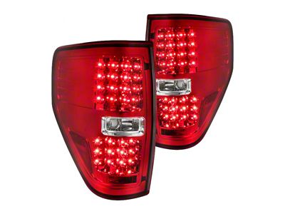 LED Tail Lights; Chrome Housing; Red/Clear Lens (09-14 F-150 Styleside)