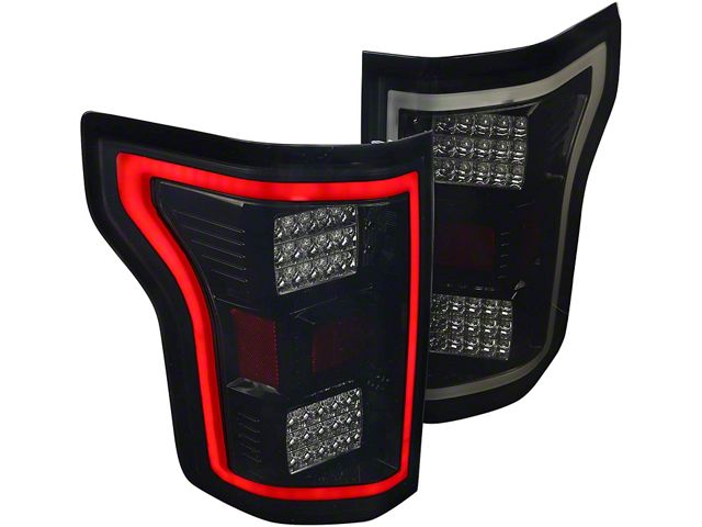 LED Tail Lights; Gloss Black Housing; Smoked Lens (15-17 F-150 w/ Factory Halogen Non-BLIS Tail Lights)