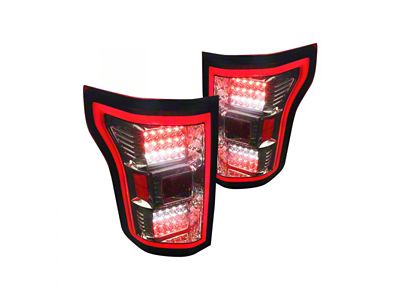 LED Tail Lights; Chrome Housing; Smoked Lens (15-17 F-150 w/ Factory Halogen Non-BLIS Tail Lights)