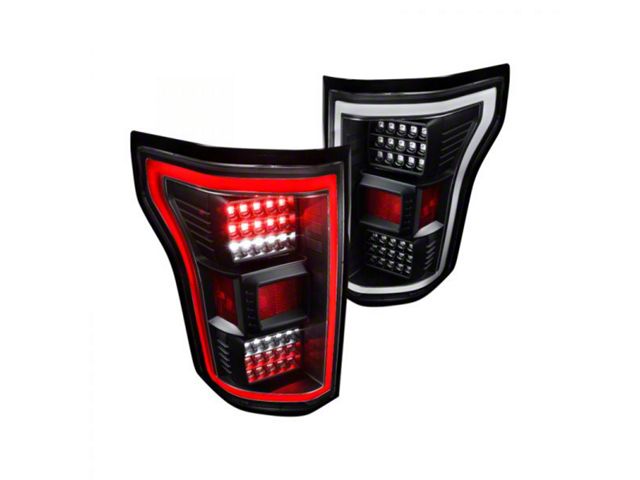 V2 LED Tail Lights; Matte Black Housing; Clear Lens (15-17 F-150 w/ Factory Halogen Non-BLIS Tail Lights)