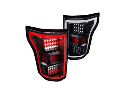 V2 LED Tail Lights; Matte Black Housing; Clear Lens (15-17 F-150 w/ Factory Halogen Non-BLIS Tail Lights)