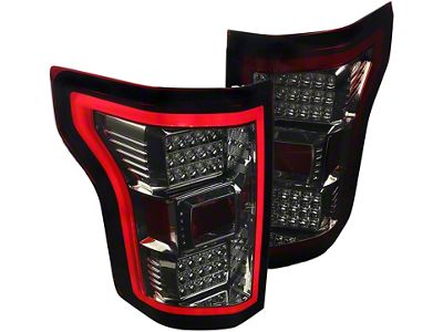 LED Tail Lights; Chrome Housing; Red Smoked Lens (15-17 F-150 w/ Factory Halogen Non-BLIS Tail Lights)