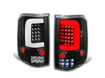 Lobo C-Bar LED Tail Lights; Black Housing; Clear Lens (04-08 F-150 Styleside)