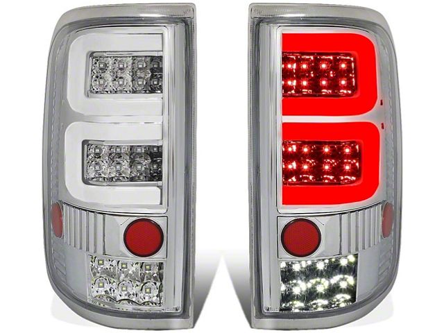 Lobo C-Bar LED Tail Lights; Chrome Housing; Clear Lens (04-08 F-150 Styleside)