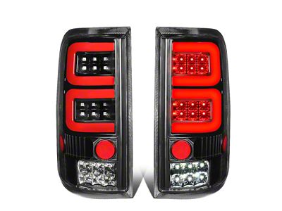 Lobo Dual C-Bar LED Tail Lights; Black Housing; Clear Lens (04-08 F-150 Styleside)