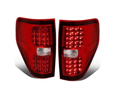 Full LED Tail Lights; Chrome Housing; Red Lens (09-14 F-150 Styleside)