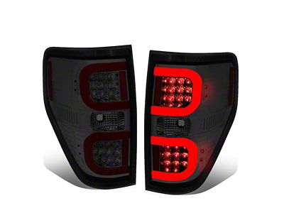 Dual C-Bar LED Tail Lights; Chrome Housing; Smoked Lens (09-14 F-150 Styleside)