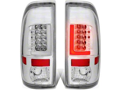 L-Bar LED Tail Lights; Chrome Housing; Clear Lens (97-03 F-150 Styleside Regular Cab, SuperCab)
