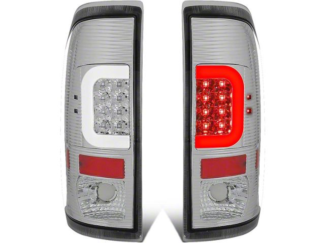C-Bar LED Tail Lights; Chrome Housing; Clear Lens (97-03 F-150 Styleside Regular Cab, SuperCab)
