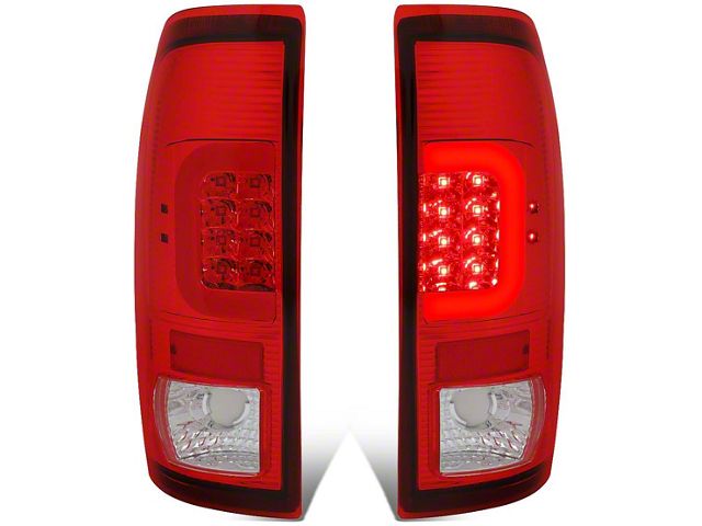 C-Bar LED Tail Lights; Chrome Housing; Red Lens (97-03 F-150 Styleside Regular Cab, SuperCab)