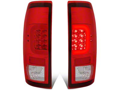 C-Bar LED Tail Lights; Chrome Housing; Red Lens (97-03 F-150 Styleside Regular Cab, SuperCab)