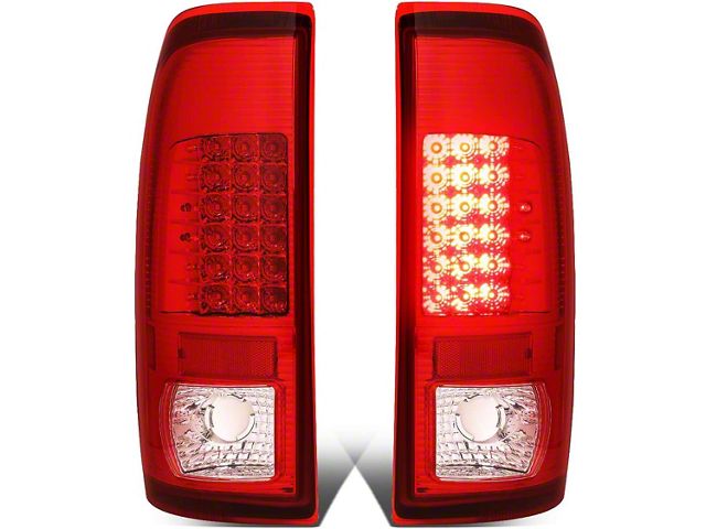 LED Tail Lights; Chrome Housing; Red Lens (97-03 F-150 Styleside Regular Cab, SuperCab)