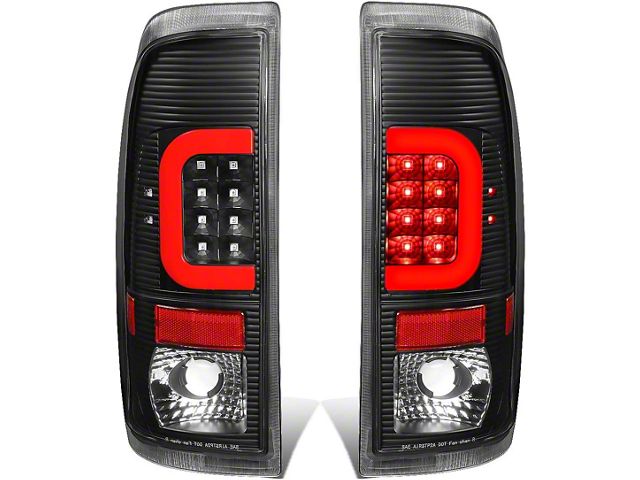 Red C-Bar Tail Lights; Black Housing; Clear Lens (97-03 F-150 Styleside Regular Cab, SuperCab)
