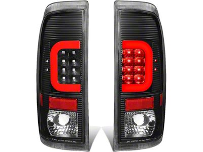 Red C-Bar Tail Lights; Black Housing; Clear Lens (97-03 F-150 Styleside Regular Cab, SuperCab)