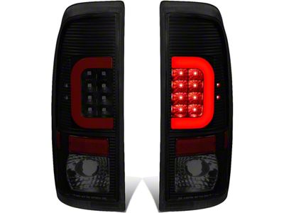 Red C-Bar Tail Lights; Black Housing; Smoked Lens (97-03 F-150 Styleside Regular Cab, SuperCab)
