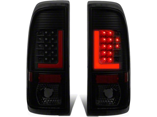Red L-Bar Tail Lights; Black Housing; Smoked Lens (97-03 F-150 Styleside Regular Cab, SuperCab)