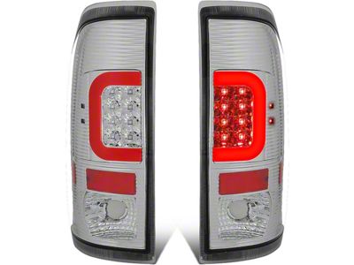 Red C-Bar Tail Lights; Chrome Housing; Clear Lens (97-03 F-150 Styleside Regular Cab, SuperCab)