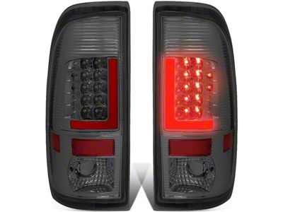 Red L-Bar Tail Lights; Chrome Housing; Smoked Lens (97-03 F-150 Styleside Regular Cab, SuperCab)