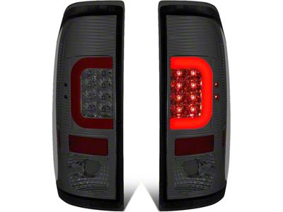 Red C-Bar Tail Lights; Chrome Housing; Smoked Lens (97-03 F-150 Styleside Regular Cab, SuperCab)